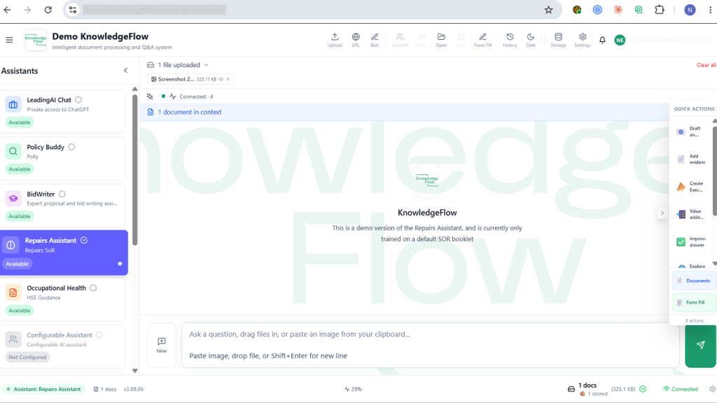 KnowledgeFlow Repairs Assistant
