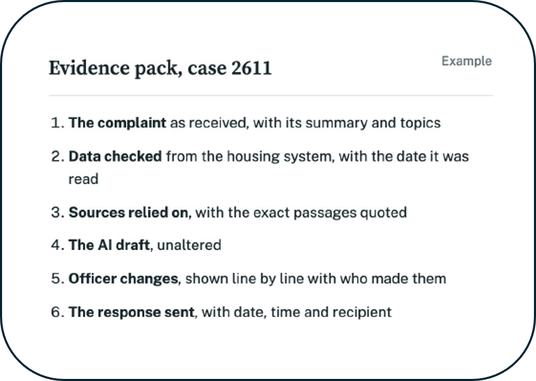 Complaints evidence pack